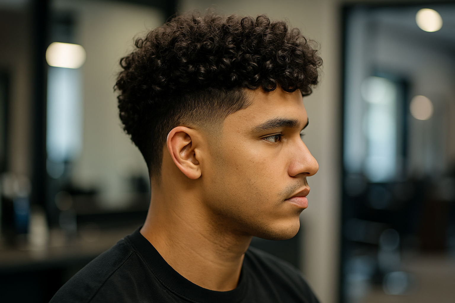 Burst Fade Curly Hair Haarschnitt Bild
