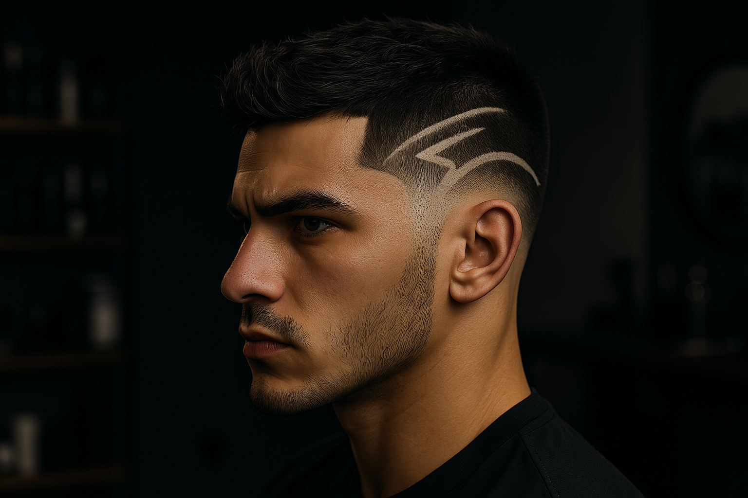Burst Fade mit Design Haarschnitt Bild