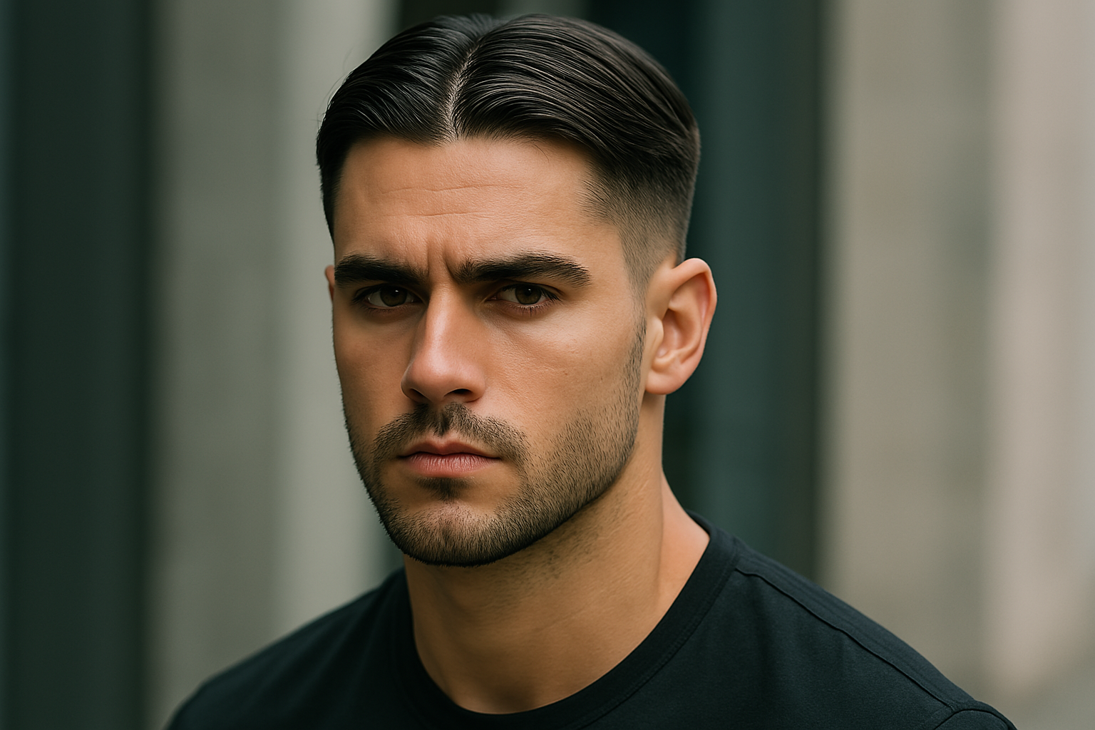 Low-Fade-Mittelscheitel