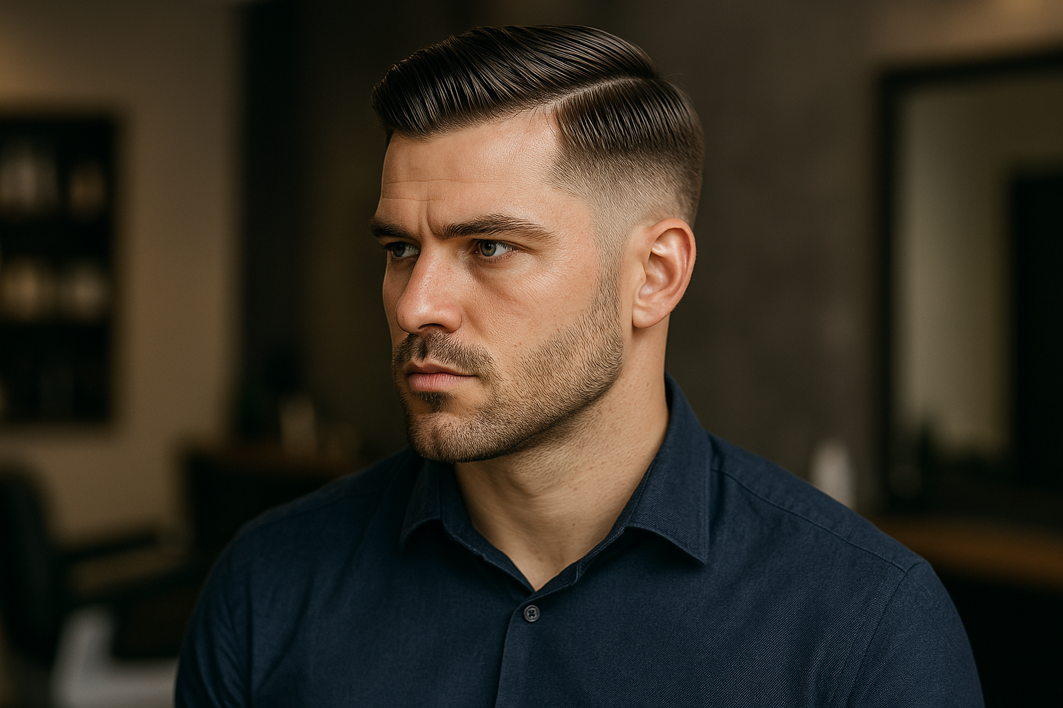 Low Taper Fade mit klassischem Seitenscheitel