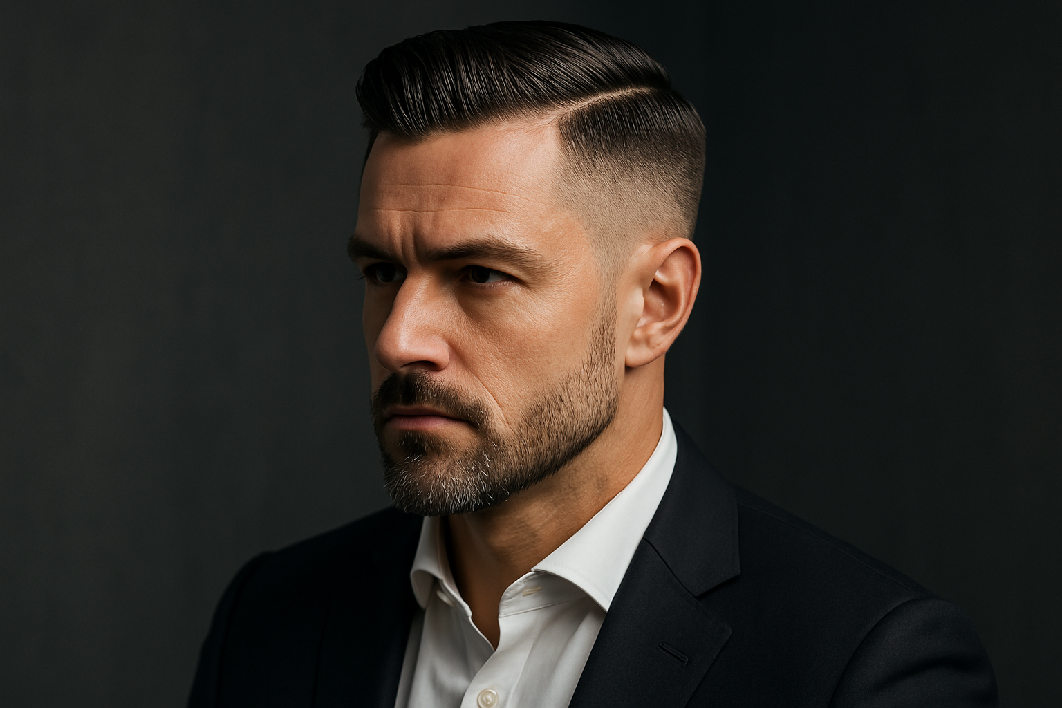 Taper Fade mit harter Scheitellinie