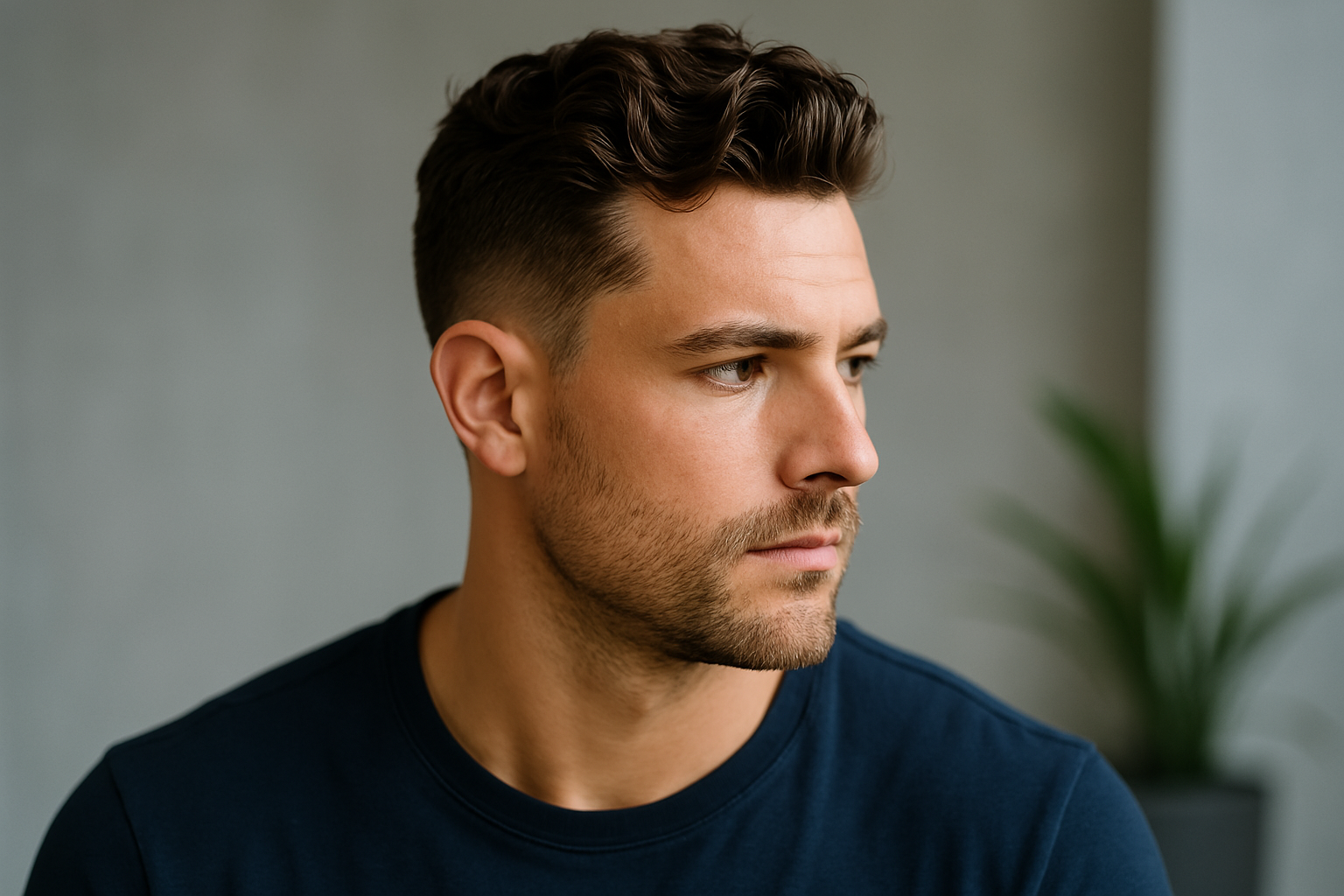 Taper Fade mit welligem Deckhaar