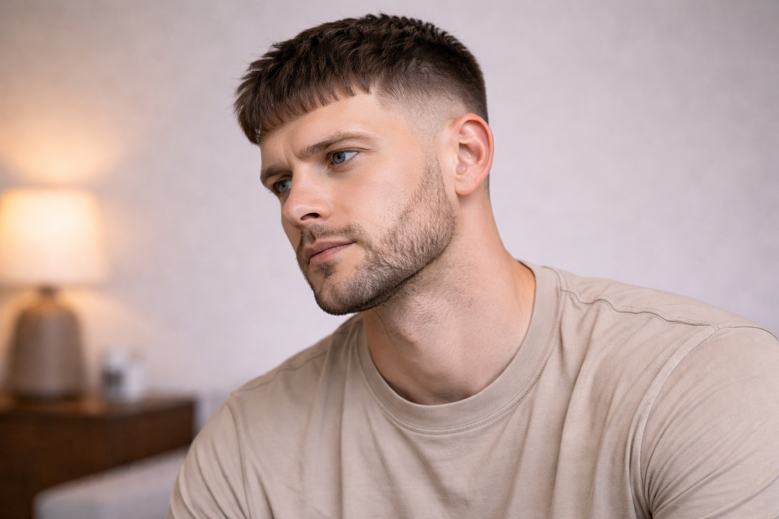 Caesar Cut mit Low Fade