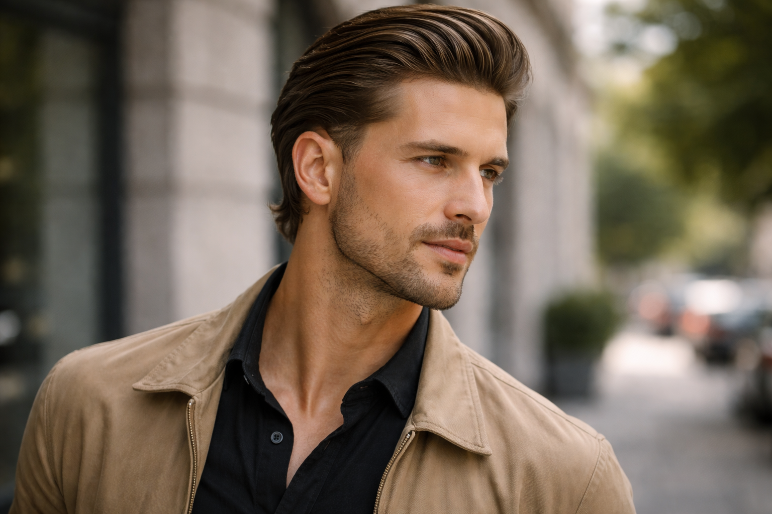 Mittellang Slick Back Männer