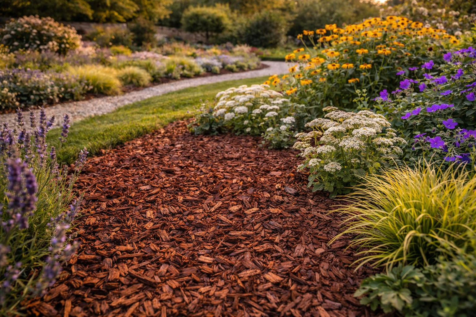 Mulchschicht als dauerhafter Unkraut- und Trockenheitsschutz