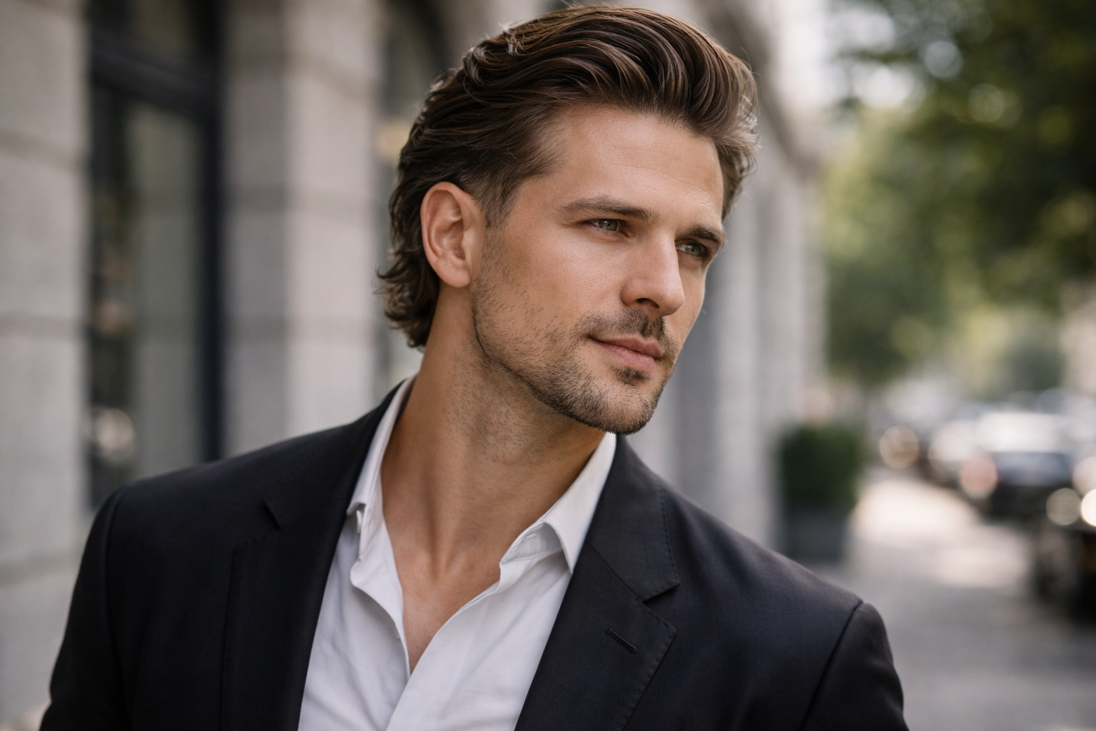 Slick Back Männer Geheimratsecken