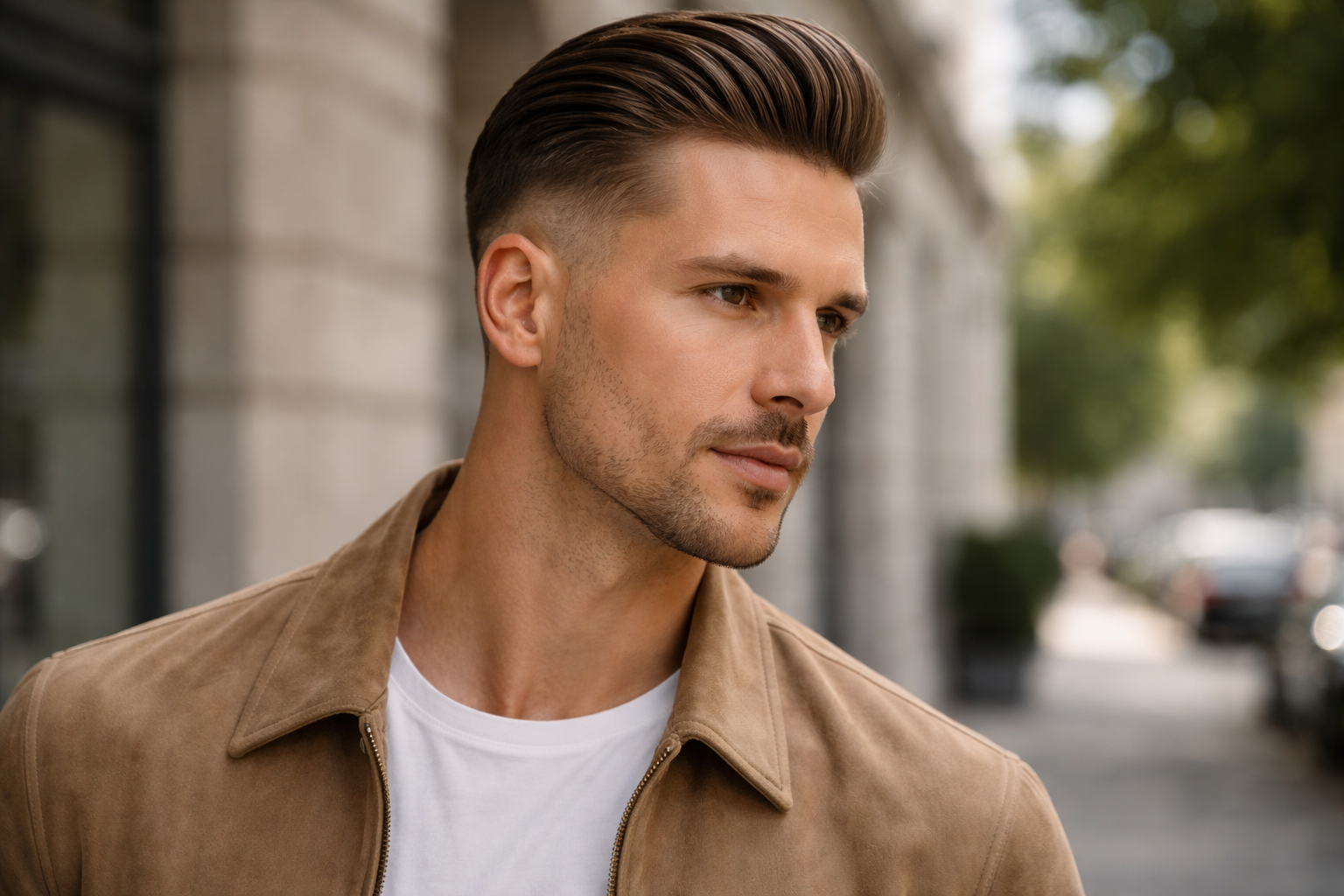 Slick Back Männer Taper Fade