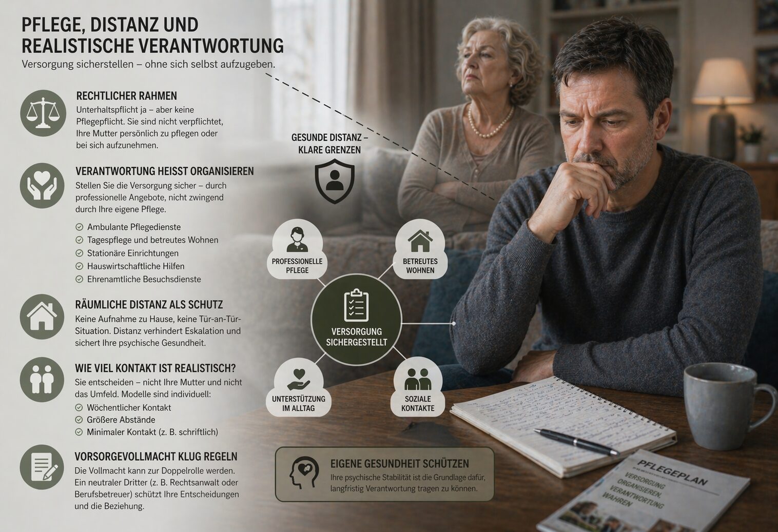 Pflege, Distanz und realistische Verantwortung