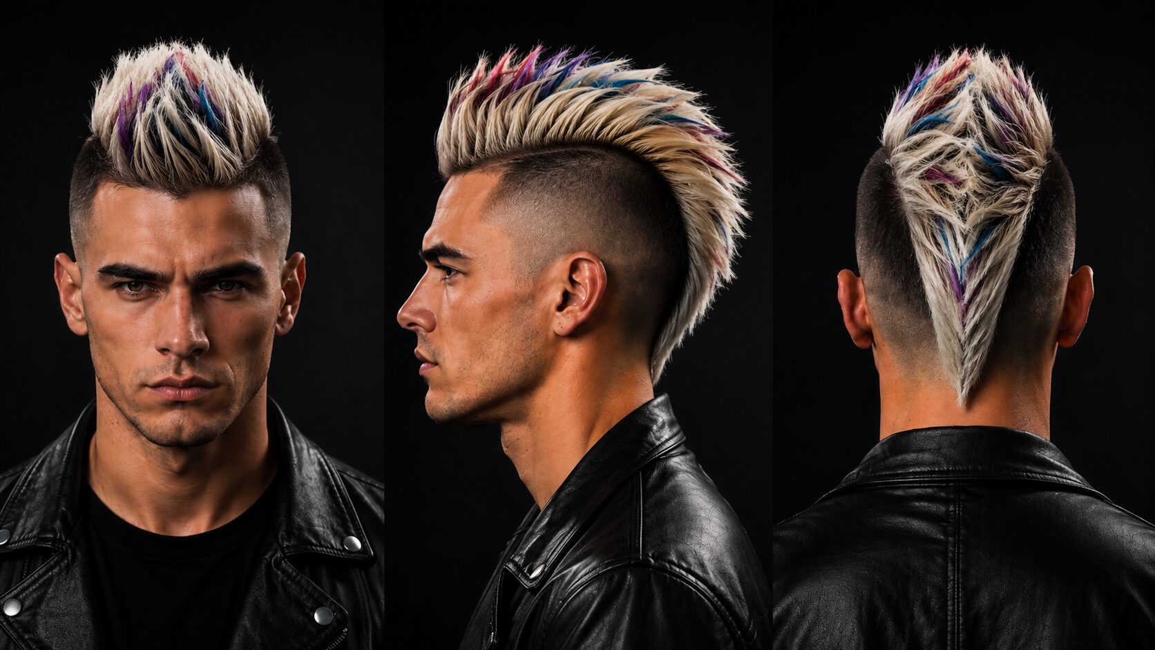 Bleached Mohawk mit Farbakzenten