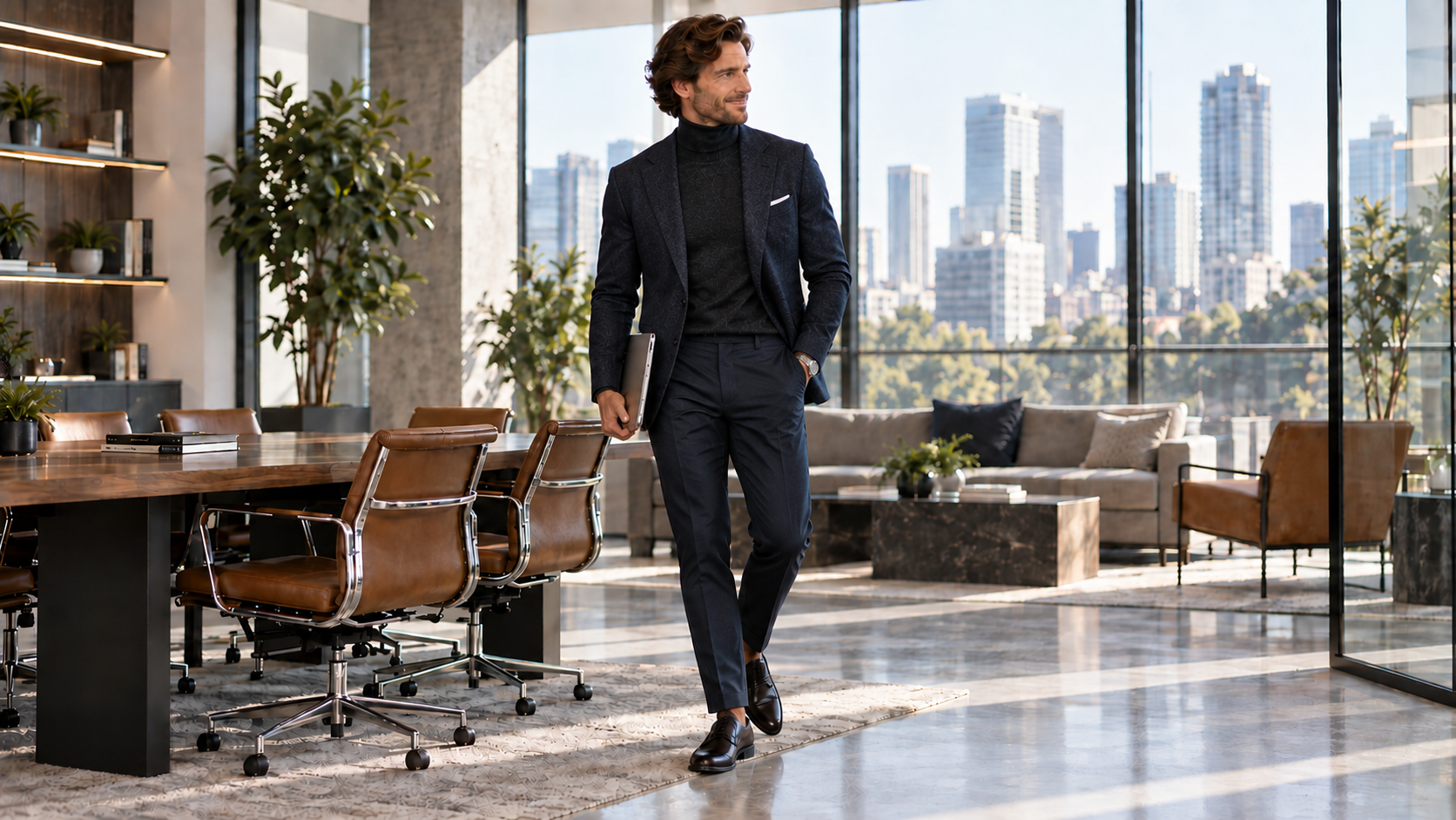 Blazer, Rollkragen und Anzughose - der Power-Look