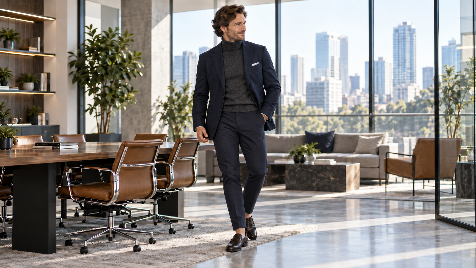 Rollkragen und Blazer