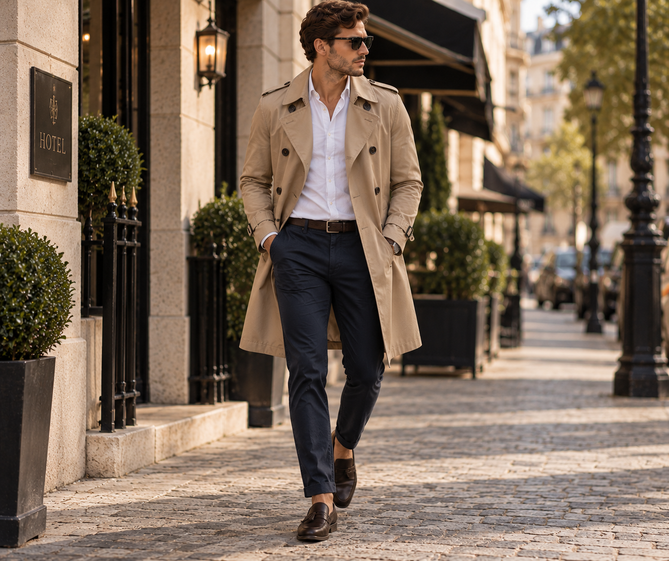 Trenchcoat über Smart Casual